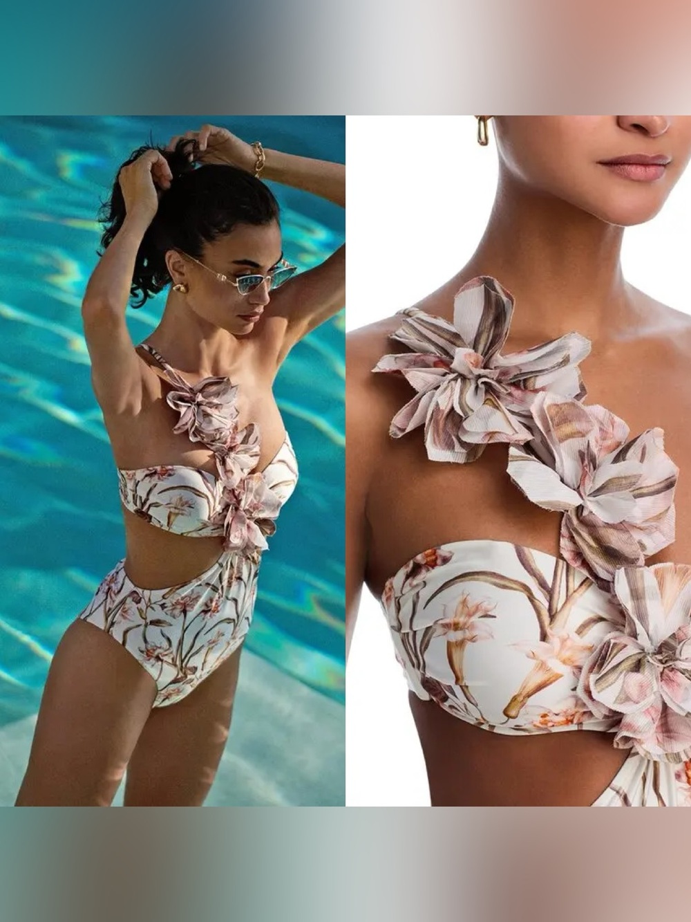 NWT PatBo Botanic Retro Flower Appliqué One Piece Swimsuit